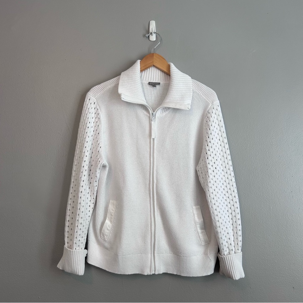 Talbots Women's White Crochet sleeve sweater